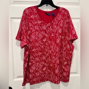 Karen Scott Sport Women's Pink  V-neck Short Sleeve T-shirt Size‎ 2X